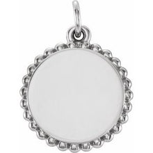 14K White Engravable Beaded Pendant 86472:135:P