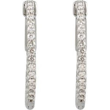 14K White 3/4 CTW Natural Diamond Inside-Outside 23 mm Hinged Hoop Earrings 650183:102:P