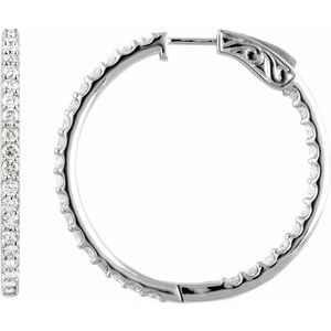 14K White 6 1/2 CTW Lab-Grown Diamond Inside-Outside 51 mm Hinged Hoop Earrings 650183:LG631:P