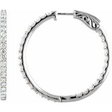 14K White 5 CTW Lab-Grown Diamond Inside-Outside 41.5 mm Hinged Hoop Earrings 650183:LG628:P