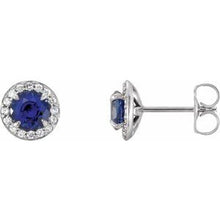 Sterling Silver 4 mm Lab-Grown Blue Sapphire & 1/10 CTW Natural Diamond Earrings 86458:687:P
