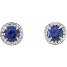 Sterling Silver 4 mm Lab-Grown Blue Sapphire & 1/10 CTW Natural Diamond Earrings 86458:687:P