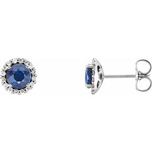 Platinum 5 mm Natural Blue Sapphire & 1/8 CTW Natural Diamond Earrings 86509:629:P