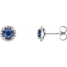 14K White 5 mm Natural Blue Sapphire & 1/8 CTW Natural Diamond Earrings 86509:626:P