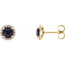 14K Yellow 5 mm Natural Blue Sapphire & 1/8 CTW Natural Diamond Earrings 86509:627:P