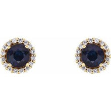 14K Yellow 5 mm Natural Blue Sapphire & 1/8 CTW Natural Diamond Earrings 86509:627:P