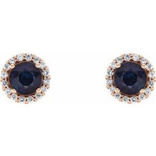 14K Rose 3.5 mm Lab-Grown Blue Sapphire & 1/10 CTW Natural Diamond Earrings 86509:812:P
