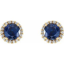 14K Yellow 6 mm Lab-Grown Blue Sapphire & 1/8 CTW Natural Diamond Earrings 86509:241:P