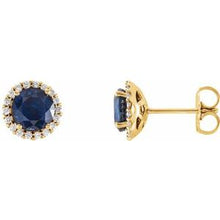 14K Yellow 6 mm Lab-Grown Blue Sapphire & 1/8 CTW Natural Diamond Earrings 86509:241:P