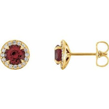 14K Yellow 4 mm Natural Mozambique Garnet & 1/10 CTW Natural Diamond Earrings 86458:681:P