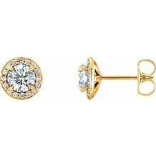 14K Yellow 5 mm Natural White Sapphire & 1/8 CTW Natural Diamond Earrings 86458:6014:P