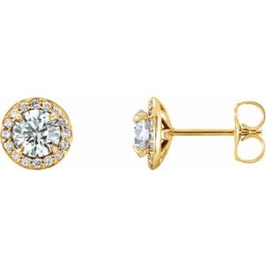 14K Yellow 4 mm Natural White Sapphire & 1/10 CTW Natural Diamond Earrings 86458:685:P
