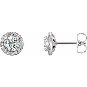 14K White 4 mm Natural White Sapphire & 1/10 CTW Natural Diamond Earrings 86458:669:P