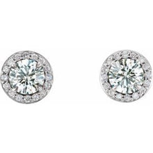 14K White 4 mm Natural White Sapphire & 1/10 CTW Natural Diamond Earrings 86458:669:P
