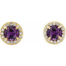 14K Yellow 5 mm Lab-Grown Alexandrite & 1/8 CTW Natural Diamond Earrings 86458:6020:P