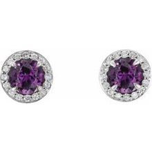 14K White 5 mm Lab-Grown Alexandrite & 1/8 CTW Natural Diamond Earrings 86458:6019:P