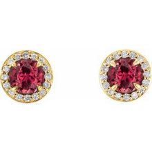 14K Yellow 5 mm Lab-Grown Ruby & 1/8 CTW Natural Diamond Earrings 86458:6024:P