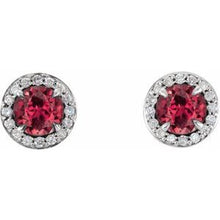 14K White 4.5 mm Natural Ruby & 1/6 CTW Natural Diamond Earrings 86458:708:P