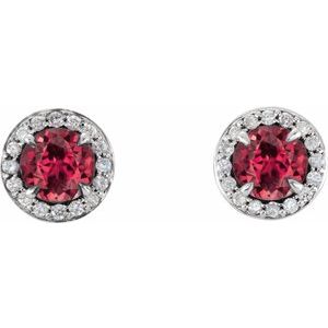 14K White 5 mm Natural Ruby & 1/8 CTW Natural Diamond Earrings 86458:6021:P