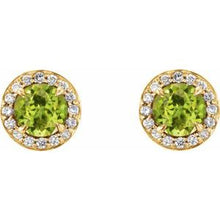 14K Yellow 5 mm Natural Peridot & 1/8 CTW Natural Diamond Earrings 86458:6026:P