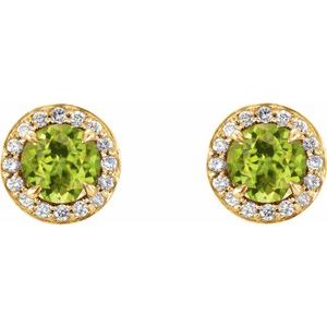 14K Yellow 3.5 mm Natural Peridot & 1/8 CTW Natural Diamond Earrings 86458:642:P