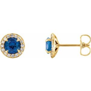 14K Yellow 5 mm Lab-Grown Blue Sapphire & 1/8 CTW Natural Diamond Earrings 86458:6001:P