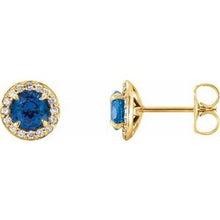14K Yellow 4 mm Natural Blue Sapphire & 1/10 CTW Natural Diamond Earrings 86458:678:P