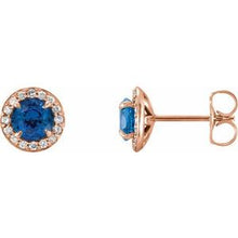 14K Rose 5 mm Lab-Grown Blue Sapphire & 1/8 CTW Natural Diamond Earrings 86458:6002:P