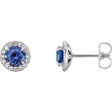 14K White 5 mm Natural Blue Sapphire & 1/8 CTW Natural Diamond Earrings 86458:6027:P