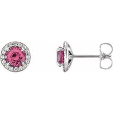 14K White 4.5 mm Natural Pink Tourmaline & 1/6 CTW Natural Diamond Earrings 86458:707:P