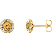 14K Yellow 5 mm Natural Citrine & 1/8 CTW Natural Diamond Earrings 86458:6032:P