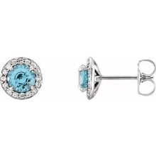 14K White 4 mm Natural Blue Zircon & 1/10 CTW Natural Diamond Earrings 86458:654:P
