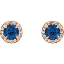 14K Rose 5 mm Lab-Grown Blue Sapphire & 1/8 CTW Natural Diamond Earrings 86458:6002:P