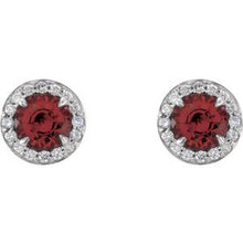 14K White 4.5 mm Natural Mozambique Garnet & 1/6 CTW Natural Diamond Earrings 86458:705:P