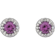 14K White 4 mm Natural Amethyst & 1/10 CTW Natural Diamond Earrings 86458:660:P
