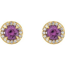 14K Yellow 5 mm Natural Amethyst & 1/8 CTW Natural Diamond Earrings 86458:6008:P