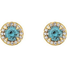14K Yellow 4.5 mm Natural Aquamarine & 1/6 CTW Natural Diamond Earrings 86458:717:P