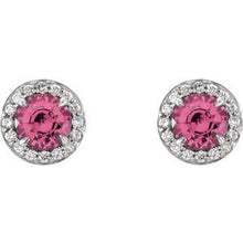 14K White 4.5 mm Natural Pink Tourmaline & 1/6 CTW Natural Diamond Earrings 86458:707:P