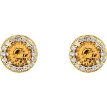 14K Yellow 5 mm Natural Citrine & 1/8 CTW Natural Diamond Earrings 86458:6032:P