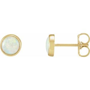 14K Yellow Natural White Opal Earrings 23482:101:P