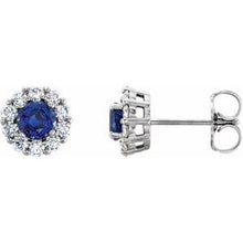 Platinum 6 mm Lab-Grown Blue Sapphire & 1/2 CTW Natural Diamond Halo-Style Earrings 86588:621:P