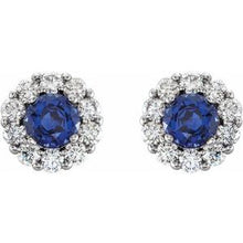 Platinum 6 mm Lab-Grown Blue Sapphire & 1/2 CTW Natural Diamond Halo-Style Earrings 86588:621:P