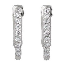 Sterling Silver Imitation White Cubic Zirconia Inside-Outside 14.5 mm Hinged Hoop Earrings 650183:107:P