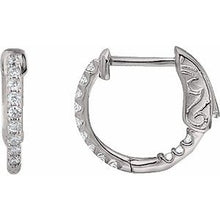 Sterling Silver Imitation White Cubic Zirconia Inside-Outside 14.5 mm Hinged Hoop Earrings 650183:107:P