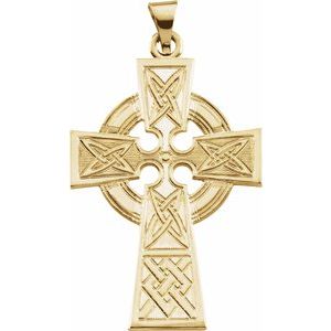 14K Yellow Celtic-Inspired Cross Pendant