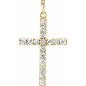 14K Yellow 1/4 CTW Natural Diamond Cross Pendant R42308:10010:P