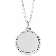 14K White Engravable Beaded Disc 16-18