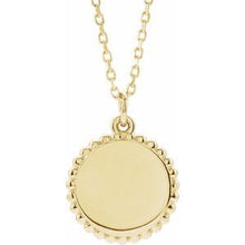 14K Yellow Engravable Beaded Disc 16-18