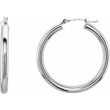 14K White Tube 25 mm Hoop Earrings 20826:163868:P