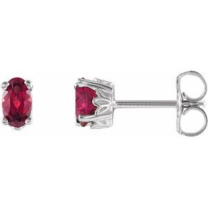 14K White Natural Mozambique Garnet Earrings